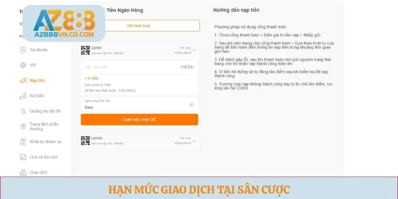 Hạn mức giao dịch tại sân cược