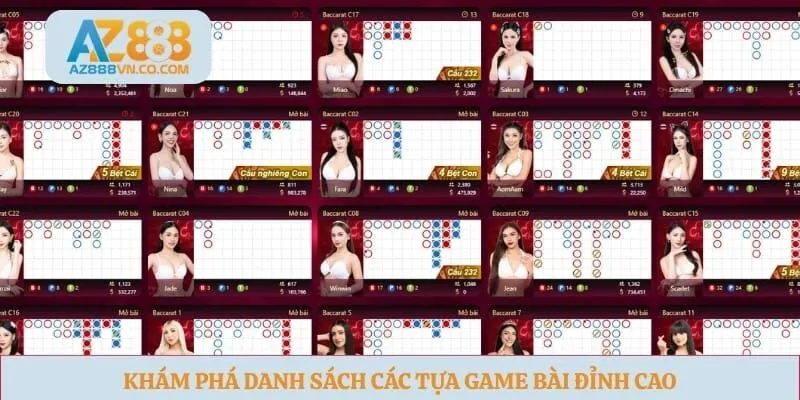 Khám phá danh sách các tựa game bài đỉnh cao