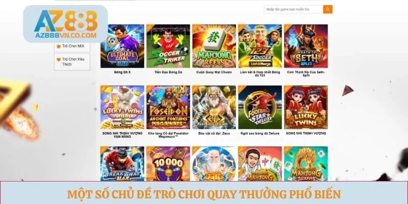Một số chủ đề trò chơi quay thưởng phổ biến