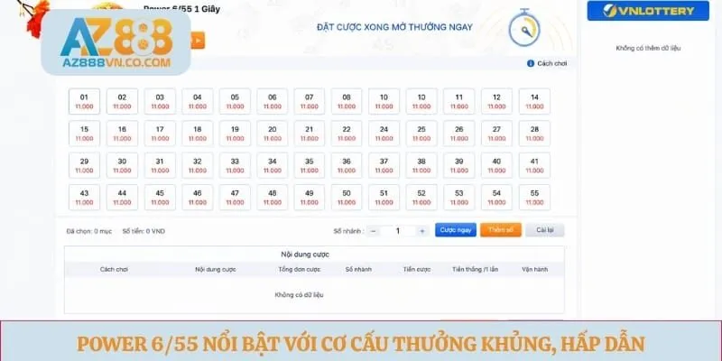Power 6/55 Nổi Bật Với Cơ Cấu Thưởng Khủng, Hấp Dẫn